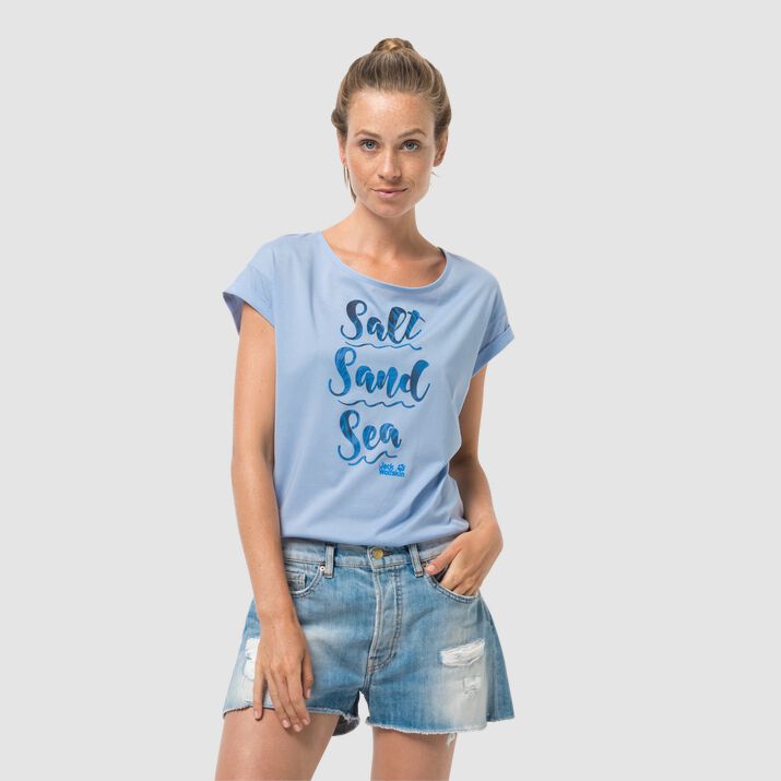 T-shirt Jack Wolfskin Salt Sand Sea Mujer Azules Claro Mexico-1523714